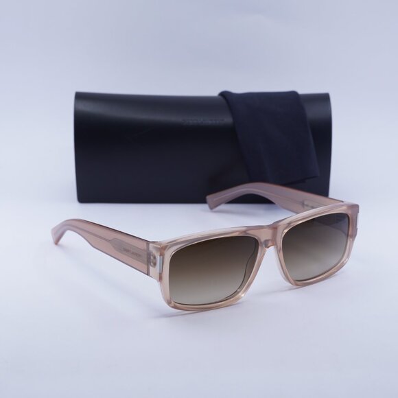 Saint Laurent SL689 006 Rectangle Sunglasses - Orange/Brown - Picture 4 of 9